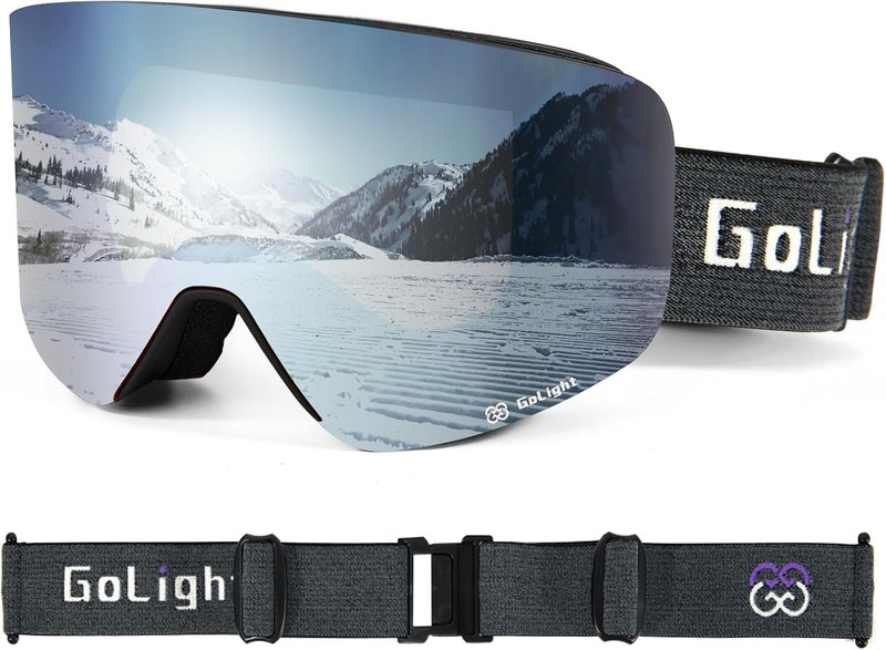 Golight XL Frameless Ski Goggles – OTG Snowboard Goggles with Anti-Fog Lens, UV400 REVO Mirror Protection for Men & Women - Image 1